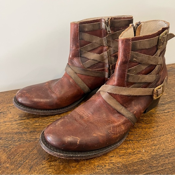 Freebird by Steven Sammi Moto Mid Calf Leather Brown Boots - Picture 6 of 11